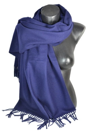 Châle en Laine uni Iris bleu marine
