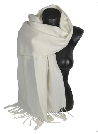 Châle en Laine uni Iris blanc