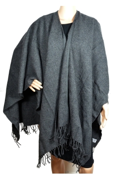 Poncho laine gris