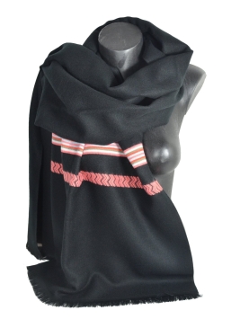 Châle Athna noir et corail