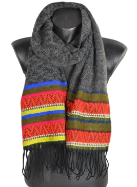 Echarpe Miao grise et orange