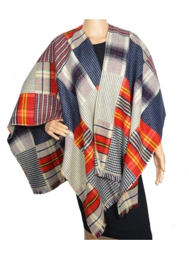 Poncho Patch rouge et bleu