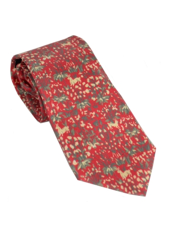 Cravate soie Mille Fleurs rouge