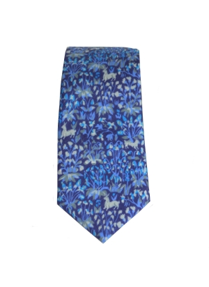 Cravate soie Mille Fleurs bleue