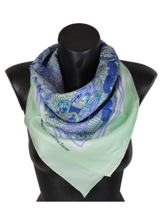 Carré en soie Deauville vert de Dufy