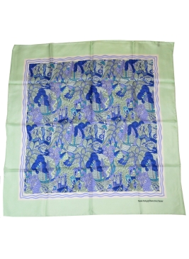 Carré en soie Deauville vert de Dufy
