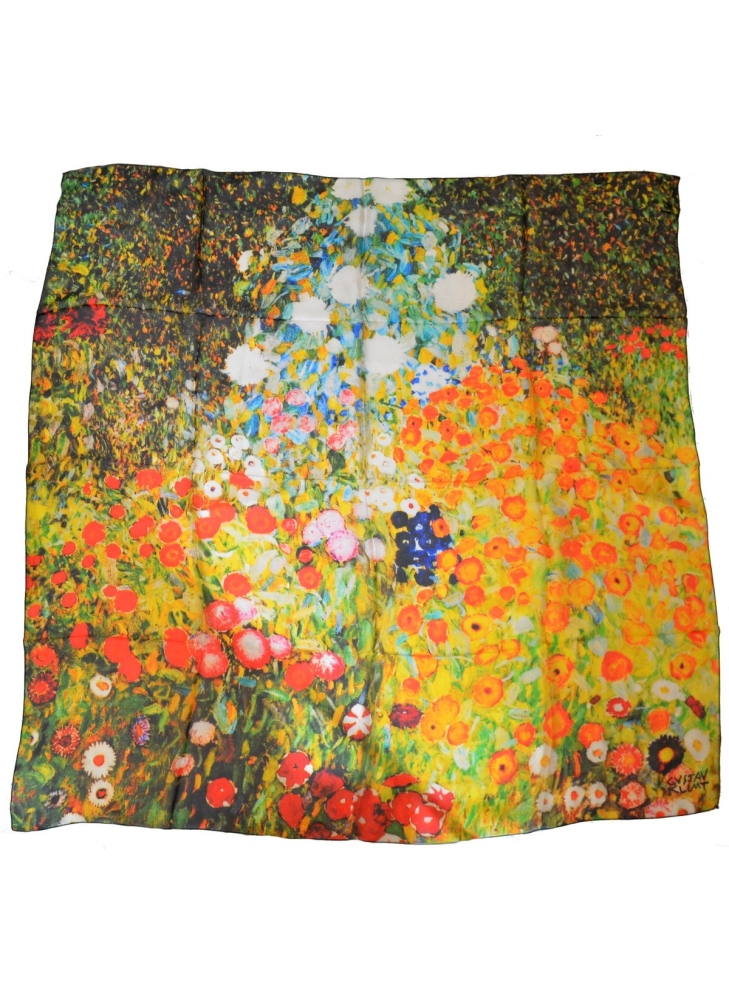 Carré en soie Jardin fleuri de Klimt