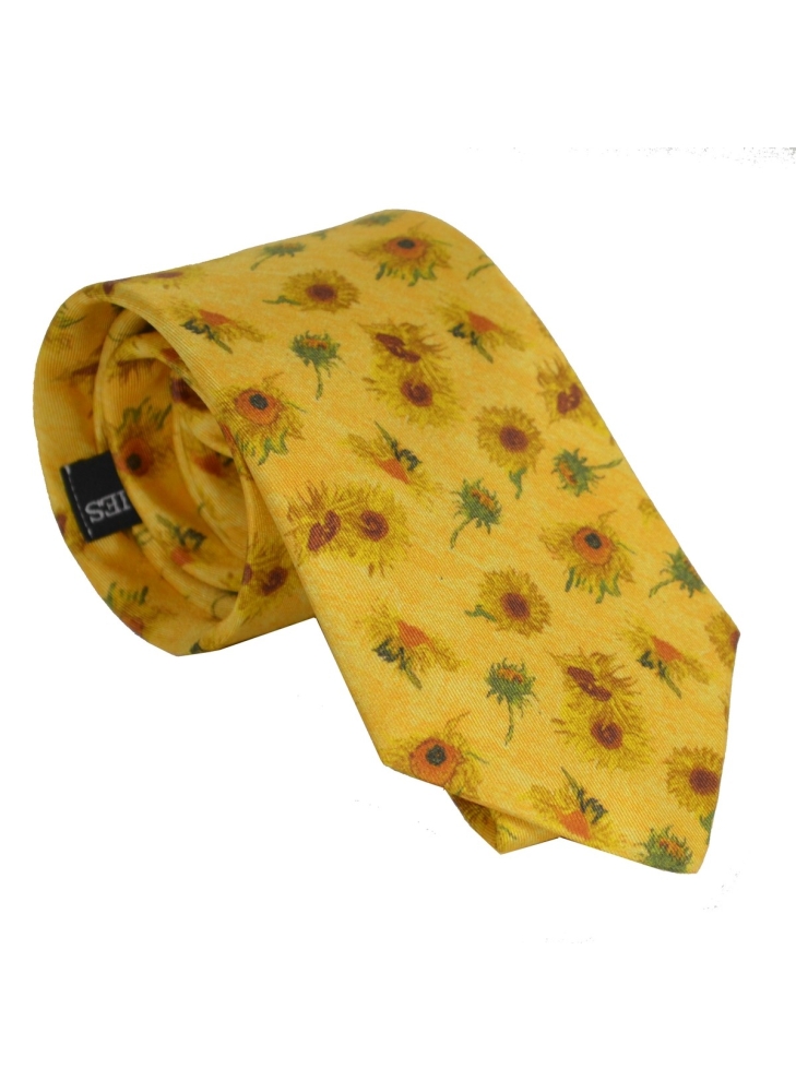Cravate soie Van Gogh - Tournesols jaune