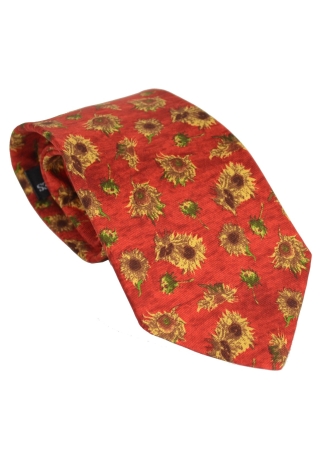 Cravate soie Van Gogh - Tournesols rouge