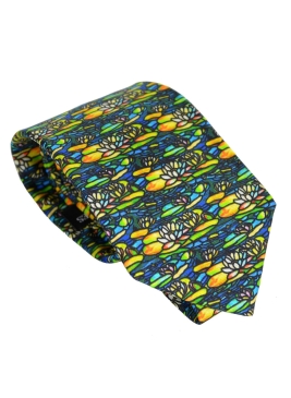 Cravate soie Tiffany - Water Lily made in France