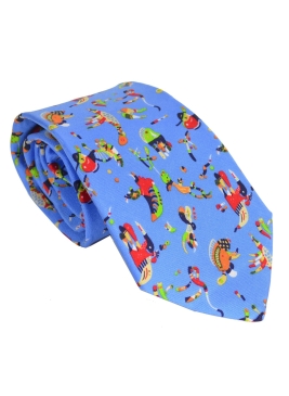 Cravate soie Kandinsky - Bleu du Ciel made in France