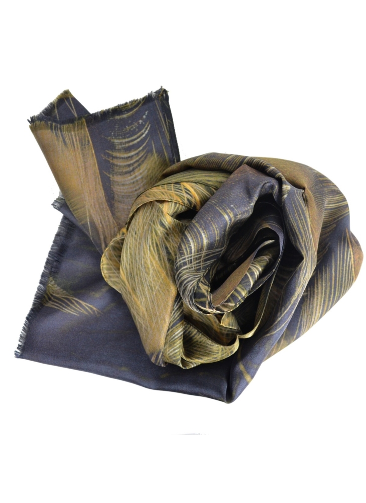 Foulard en soie homme Plumes brunes