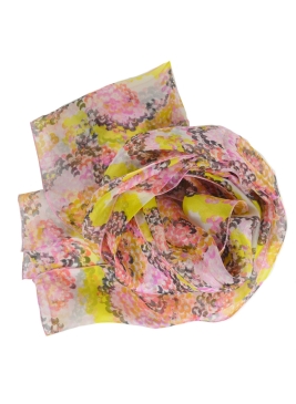 Foulard en soie coquillage jaune-rose