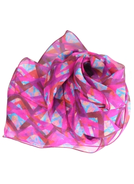 Foulard en soie Losange rose