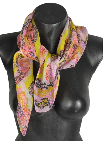 Carré en soie Coquillage jaune-rose