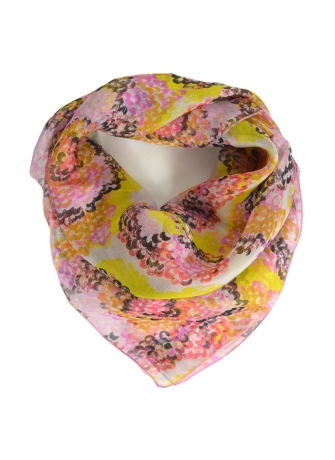 Carré en soie Coquillage jaune-rose