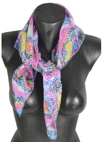 Carré en soie Coquillage rose-bleu