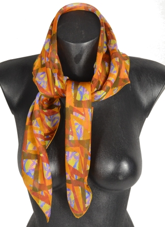 Carré en soie Losange orange