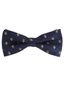 Noeud papillon en soie Fleur de Lys marine