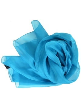 Foulard en mousseline de soie bleu lagon