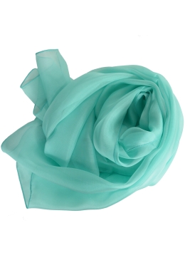 Foulard en mousseline de soie bleu aqua