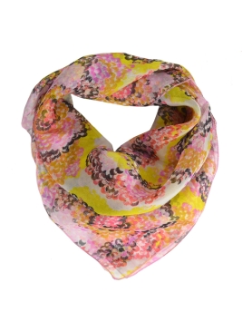 Carré en soie Coquillage jaune-rose