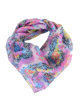 Carré en soie Coquillage rose-bleu