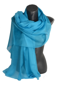 Etole en mousseline de soie turquoise