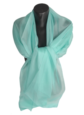 Etole en mousseline de soie aqua