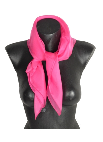 Carré en mousseline de soie rose bonbon