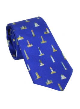 Cravate soie Héron - Les phares Bretons