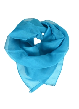 Carré en mousseline de soie bleu turquoise