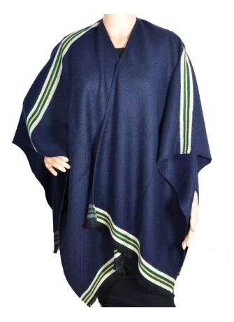 Poncho chevrons Ardoise bleu