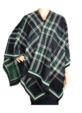poncho ecossais noir vert