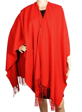 Poncho acrylique rouge