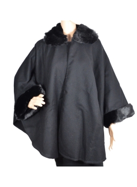 Poncho col fourrure noir