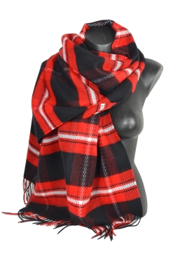 Châle écossais noir et rouge