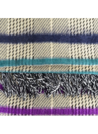Châle rayé mohair violet-bleu