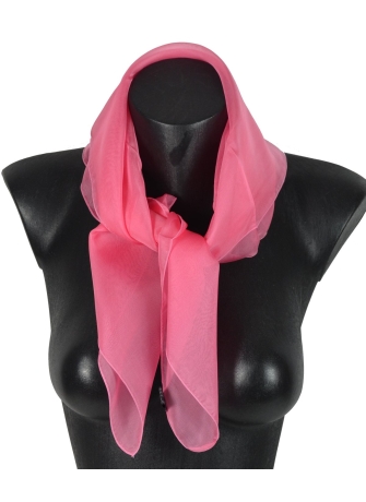 Carré en mousseline de soie rose bonbon