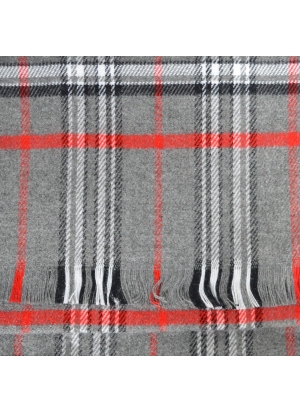 Echarpe acrylique Hugo tartan gris-rouge