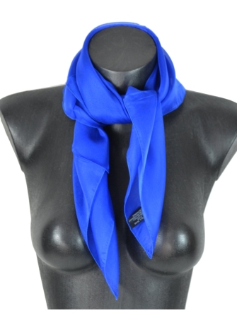 Carré en mousseline de soie bleu saphir