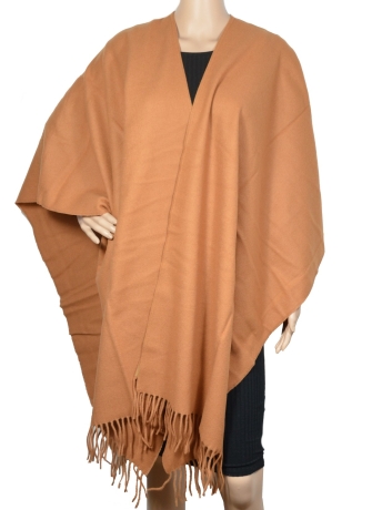 Poncho laine camel