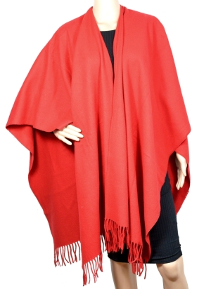 Poncho laine rouge