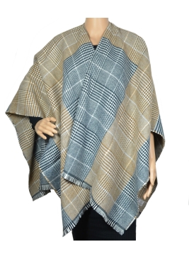 Poncho tartan Parisienne beige