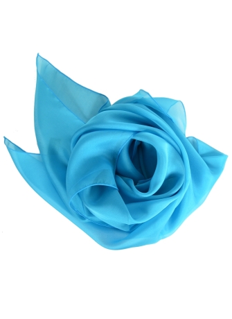 Grand carré en mousseline de soie bleu lagon