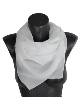 Grand carré en mousseline de soie blanc