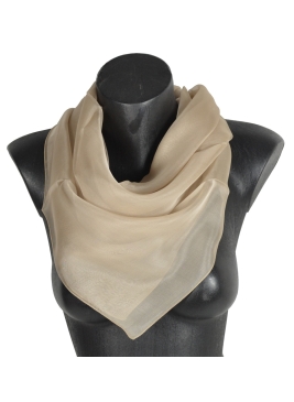 Grand carré en mousseline de soie beige