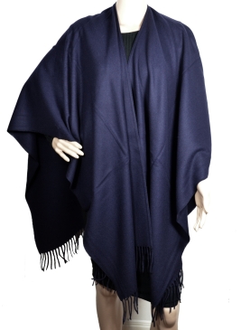 Poncho laine bleu