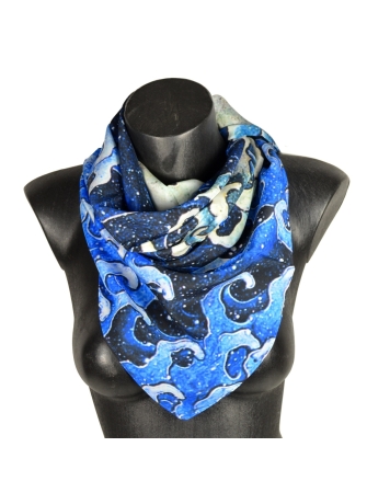 Carré en soie Vague féminine de Hokusai