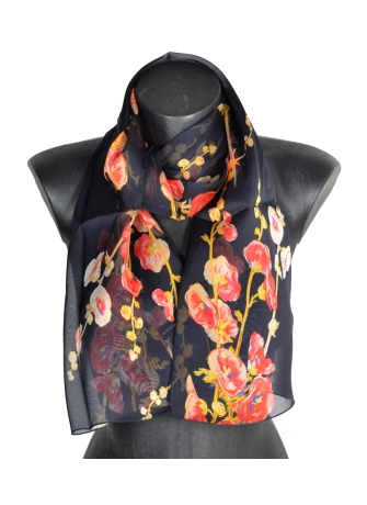 Foulard en soie Roses Trémières